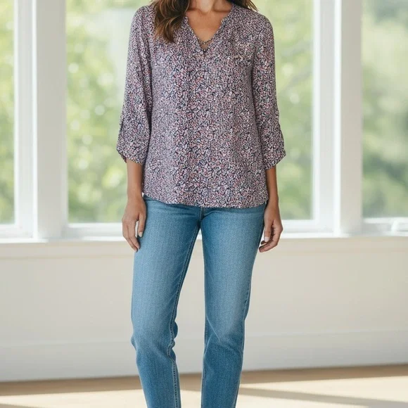 Cynthia Rowley Women’s Boho Peasant Blouse - Pink and Blue size Large - Picture 2 of 5